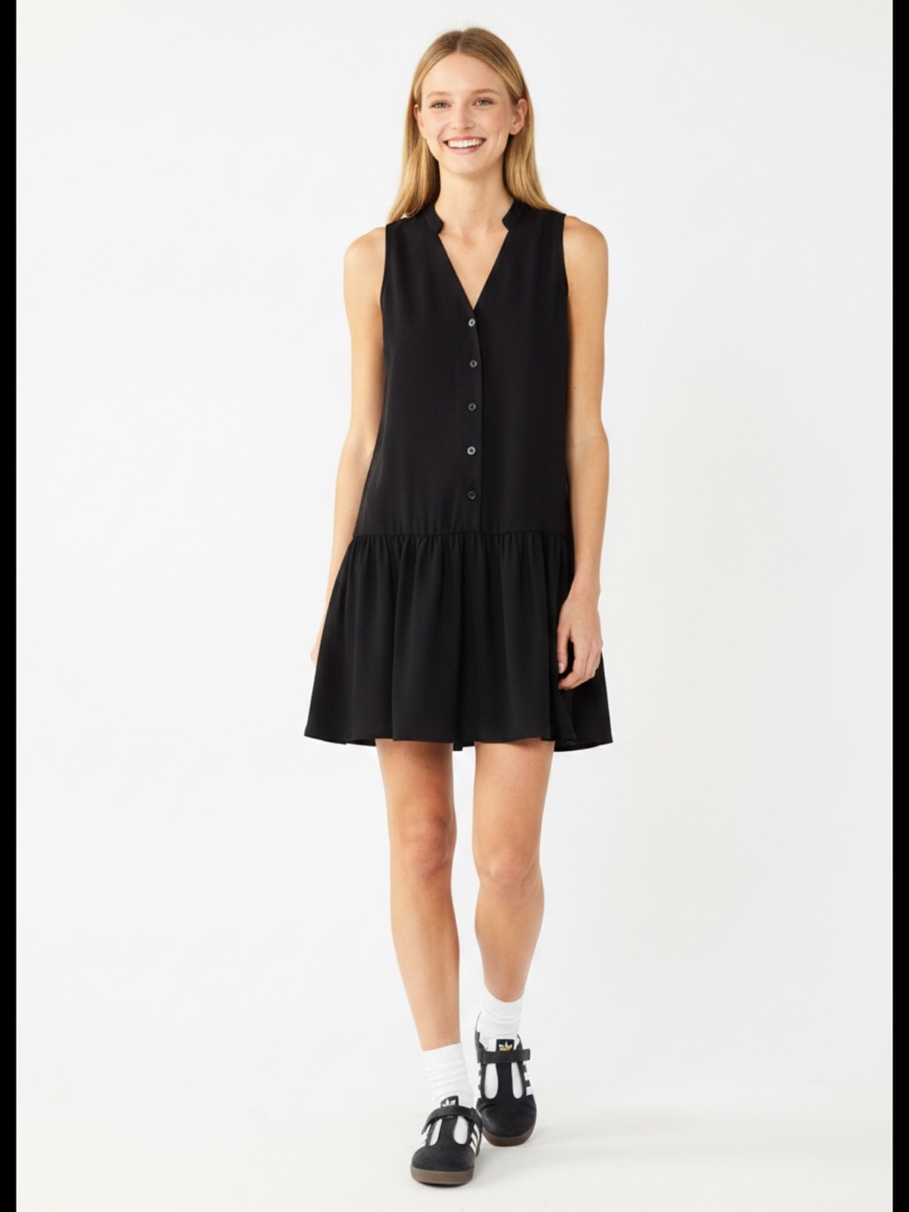 NWT Black Swing V-Neck Drop Waist Dress
